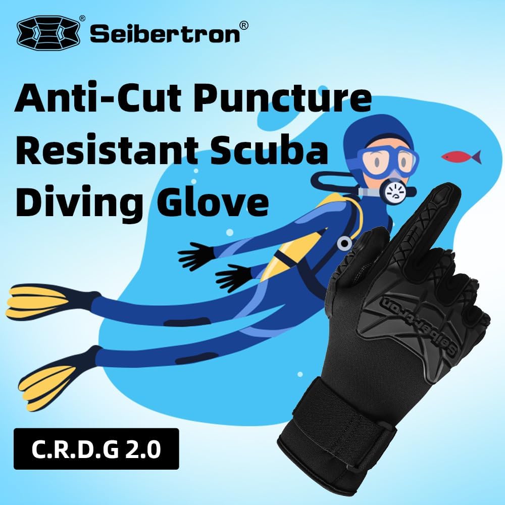 Seibertron Patented C.R.D.G 1.0 / C.R.D.G  2.0 Aramid Anti-Cut Puncture Resistant Diving Gloves