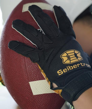 Seibertron H.P.I.R.G Touchscreen Lineman and Football Receiver Gloves, Flexible Breathable Impact Protection Back of Hand Glove Adult and Youth Sizes