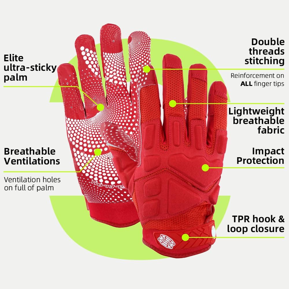 Seibertron G.A.R.G 2.0 Gel-Filled Anti-Impact Ultra-Stick Football Receiver Gloves – Patented Technology for Maximum Grip & Protection