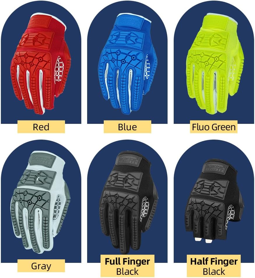 Seibertron Youth Half Finger Lineman 2.0 Padded Palm Football Receiver Gloves, Flexible TPR Impact Protection Back of Hand Glove