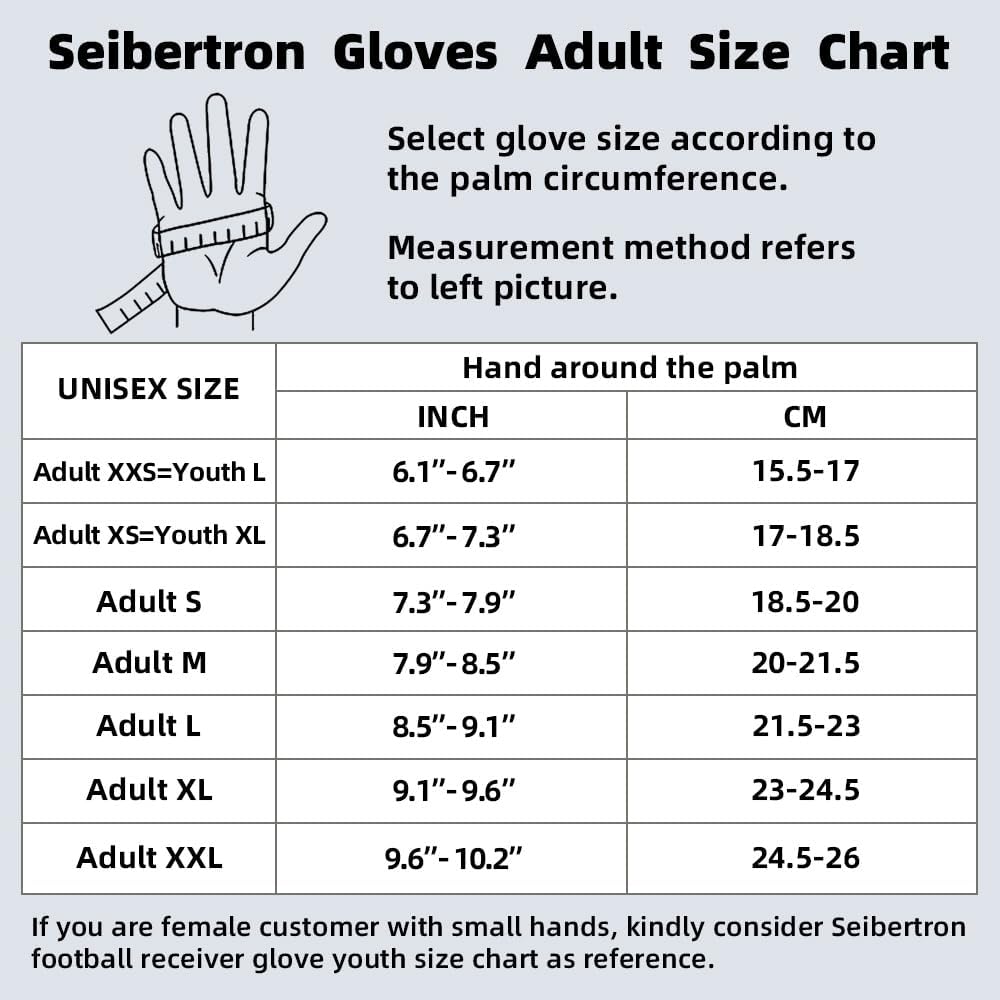 Seibertron H.P.I.R.G Touchscreen Lineman and Football Receiver Gloves, Flexible Breathable Impact Protection Back of Hand Glove Adult and Youth Sizes