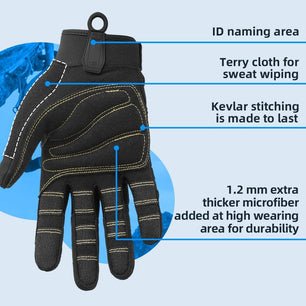 Seibertron Full Finger Padded Palm Lightweight Breathable Climbing Rope Gloves for Climbers, Rock Climbing, Rescue, Adventure, Sailing, Kayaking, Outdoor Sports, Climbing Gloves