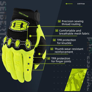 Seibertron Youth Dirtpaw Unisex BMX MX ATV MTB Racing Mountain Bike Bicycle Cycling Off-Road/Dirt Bike Gloves Road Racing Motorcycle Motocross Sports Gloves Touch Recognition Full Finger Glove