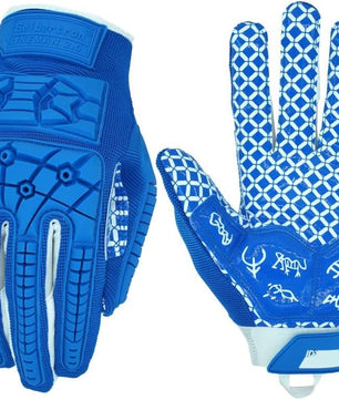 Seibertron Youth Full Finger Lineman 2.0 Padded Palm Football Receiver Gloves, Flexible TPR Impact Protection Back of Hand Glove