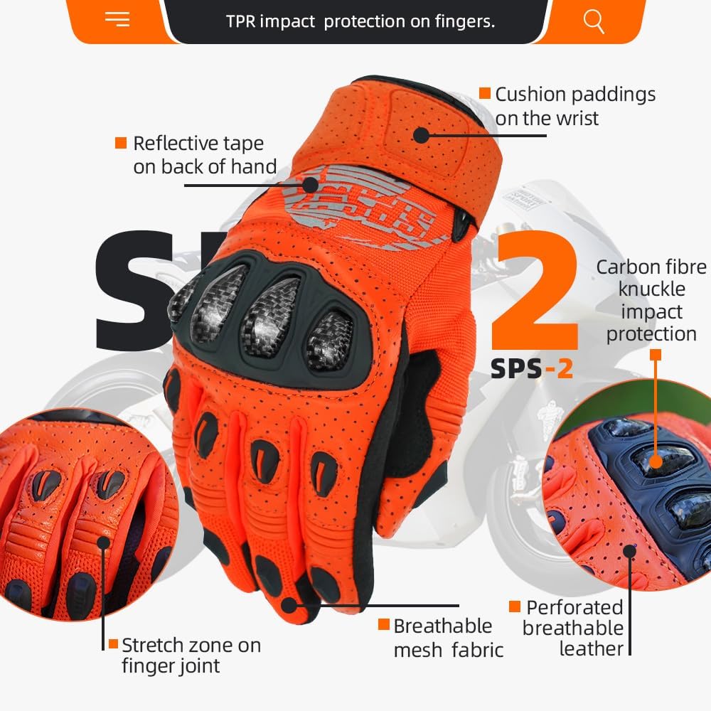 Seibertron SPS-2/SPS-5 Unisex Touchscreen Motorcycle Gloves for Road Racing and MTB Sports