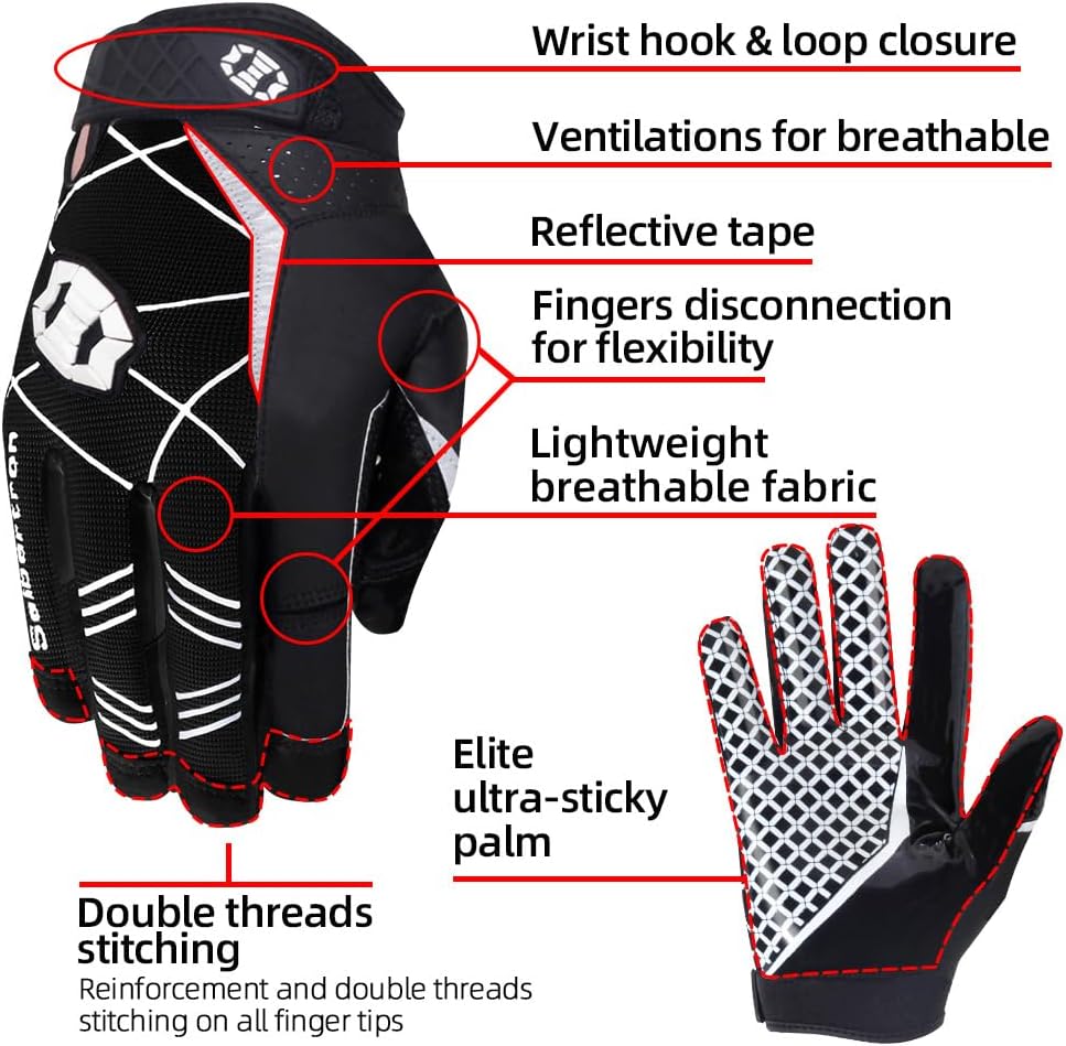 Seibertron Pro 3.0 Elite Ultra-Stick Sports Receiver Glove Football Gloves Youth and Adult