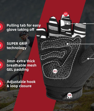 Seibertron Dirtclaw Adult BMX MX ATV MTB Road Racing Mountain Bike Bicycle Cycling Off-Road/Dirt Bike Gel Padded Anti - Slip Palm Fingerless Gloves Motorcycle Motocross Sports Gloves