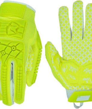 Seibertron Youth Full Finger Lineman 2.0 Padded Palm Football Receiver Gloves, Flexible TPR Impact Protection Back of Hand Glove