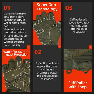 Seibertron Men Or Women XXS to XXL Fingerless/Half Finger S.O.L.A.G 2.0 Sports Outdoor Tactical Gloves