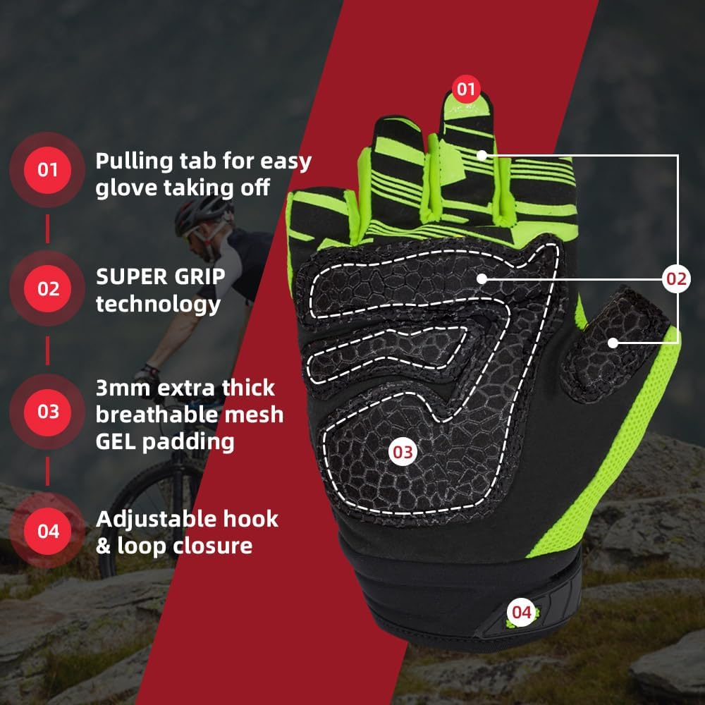 Seibertron Adult Dirtclaw Anti-Slip Fingerless Gloves: Perfect for Off-Road, BMX, and Motocross Adventures