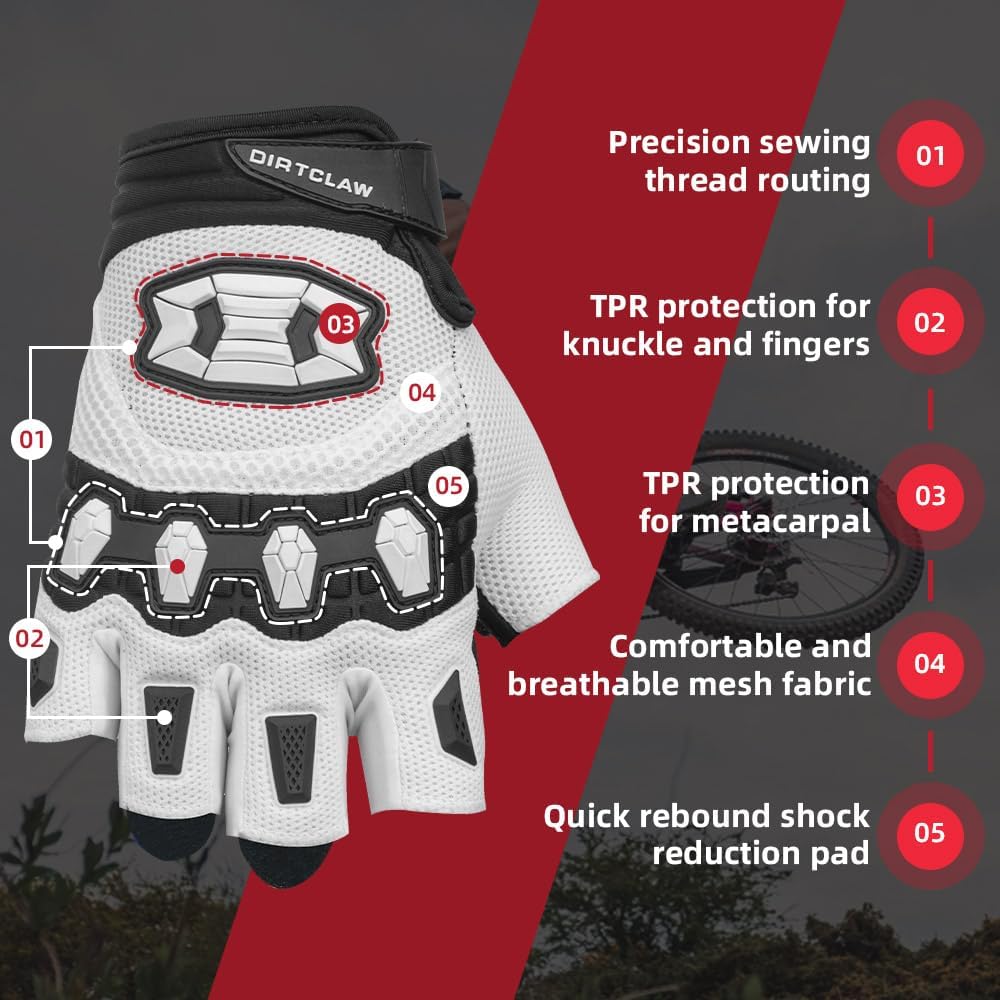 Seibertron Adult Dirtclaw Anti-Slip Fingerless Gloves: Perfect for Off-Road, BMX, and Motocross Adventures