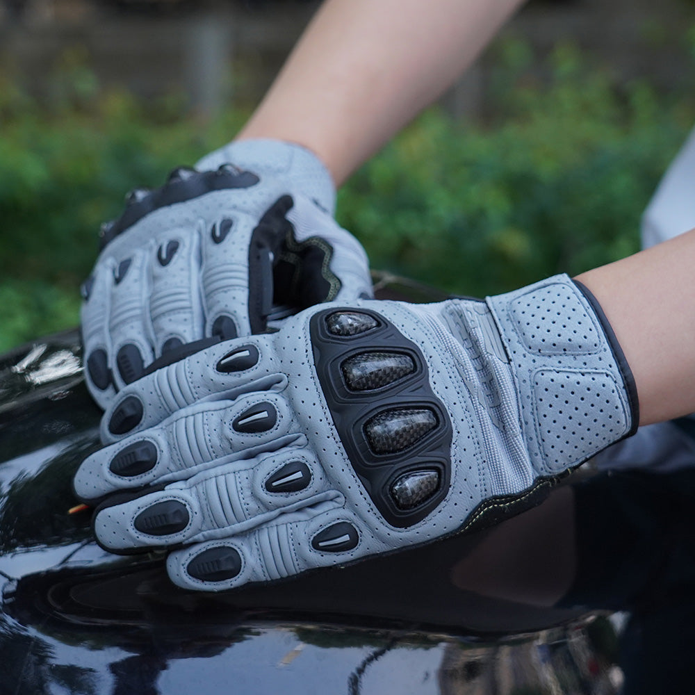 Seibertron SPS2 Summer Motorcycle Gloves – Genuine Leather, Breathable, Carbon Fiber, Abrasion-Resistant, Anti-Slip Design for Enhanced Comfort and Protection