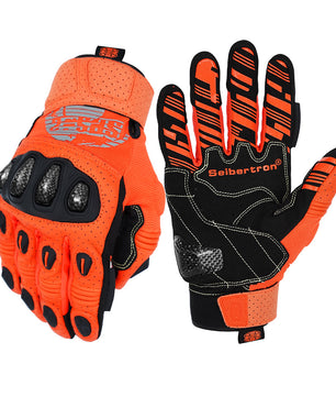Seibertron SPS2 Plus Youth Summer Motorcycle Gloves – Genuine Leather, Breathable, Carbon Fiber, Abrasion-Resistant, Anti-Slip Design for Enhanced Comfort and Protection