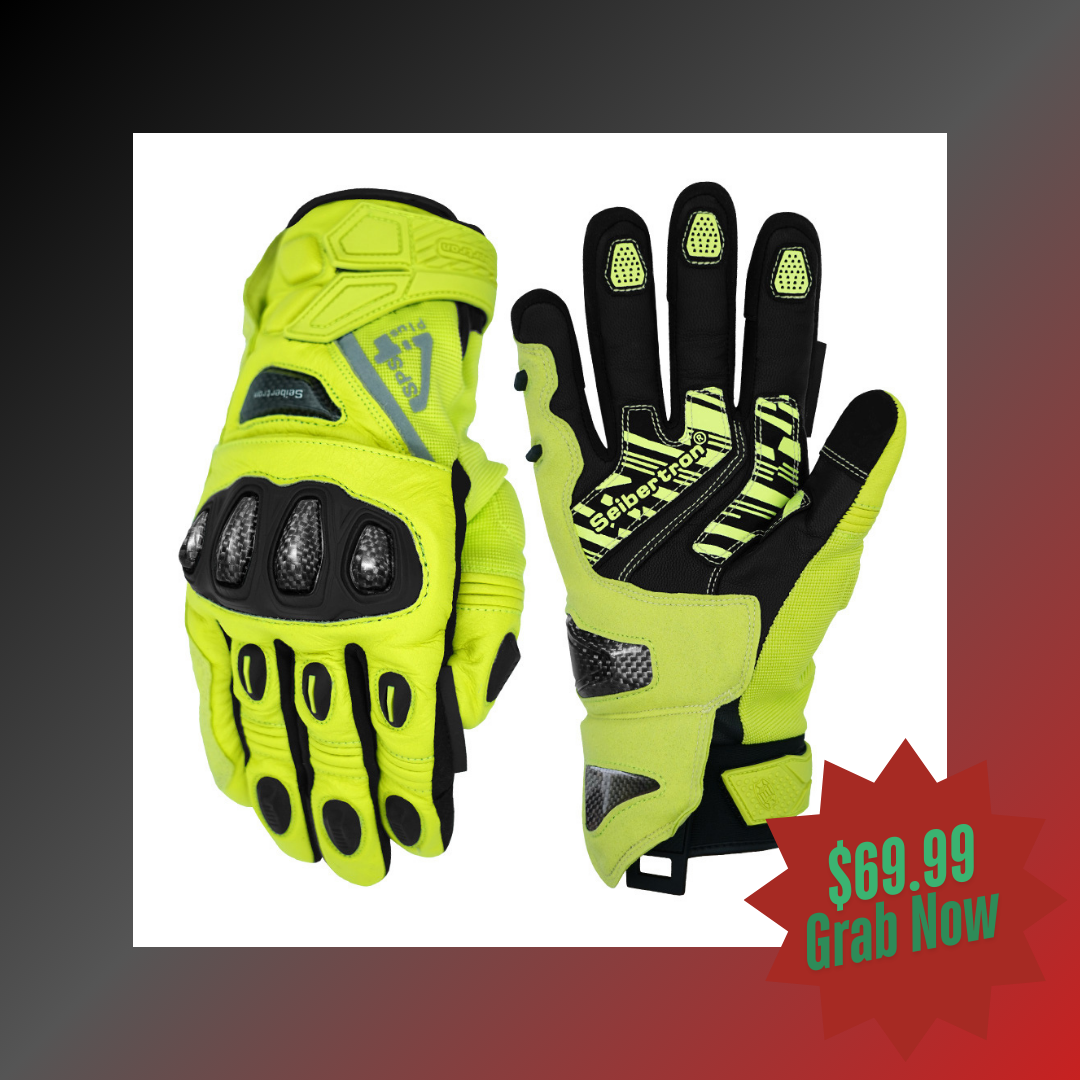 Seibertron SPS-4 Plus Adult & Youth Upgraded Winter Motorcycle Riding Gloves - Carbon Fiber, Waterproof, and Snowproof for Fall and Winter