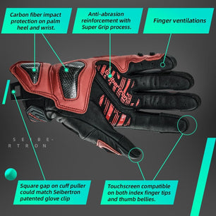 Seibertron Youth SPS-3 Motorcycle Gloves for Men and Women Full Finger Touchscreen Motorbike for BMX ATV MTB Riding, Road Cycling, Knuckle Impact Protection