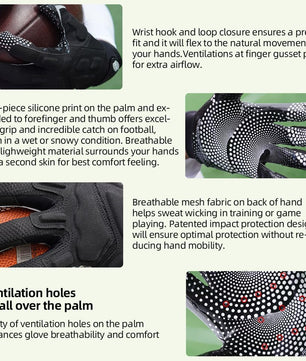 Seibertron Youth G.A.R.G 2.0 Gel-Filled Anti-Impact Ultra-Stick Football Receiver Gloves – Patented Technology for Maximum Grip & Protection