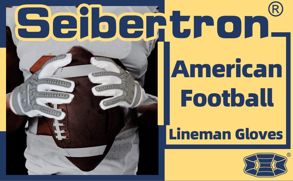 Seibertron Youth Full Finger Lineman 2.0 Football Gloves – Padded Palm, Flexible TPR Impact Protection, & Enhanced Grip