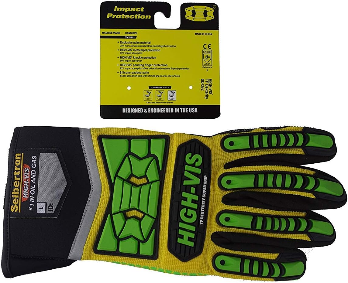 Seibertron HIGH-VIS SDXG2 Dexterity Super Grip GEL Oil & Gas Anti-Vibration Impact Protection Safety Gloves CE EN388 4131