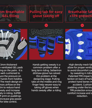Seibertron Dirtclaw Adult BMX MX ATV MTB Road Racing Mountain Bike Bicycle Cycling Off-Road/Dirt Bike Gel Padded Anti - Slip Palm Fingerless Gloves Motorcycle Motocross Sports Gloves