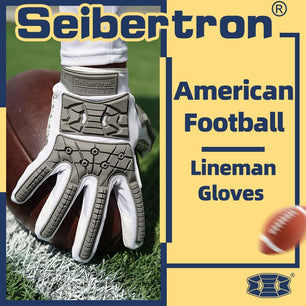 Seibertron Adult Full Finger Lineman 2.0 Padded Palm Football Receiver Gloves, Flexible TPR Impact Protection Back of Hand Glove