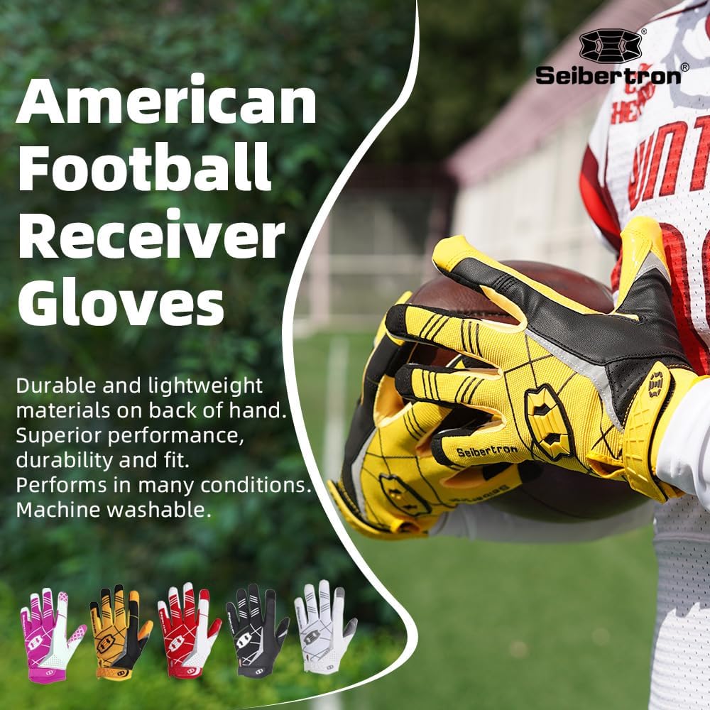 Seibertron Pro 3.0 Elite Ultra-Stick Sports Receiver Glove Football Gloves Youth and Adult