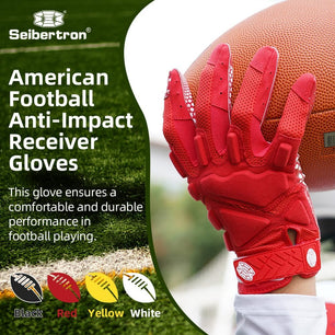 Seibertron G.A.R.G 2.0 Gel-Filled Anti-Impact Ultra-Stick Football Receiver Gloves – Patented Technology for Maximum Grip & Protection