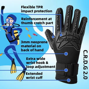 Seibertron Patented C.R.D.G 1.0 / C.R.D.G  2.0 Aramid Anti-Cut Puncture Resistant Diving Gloves