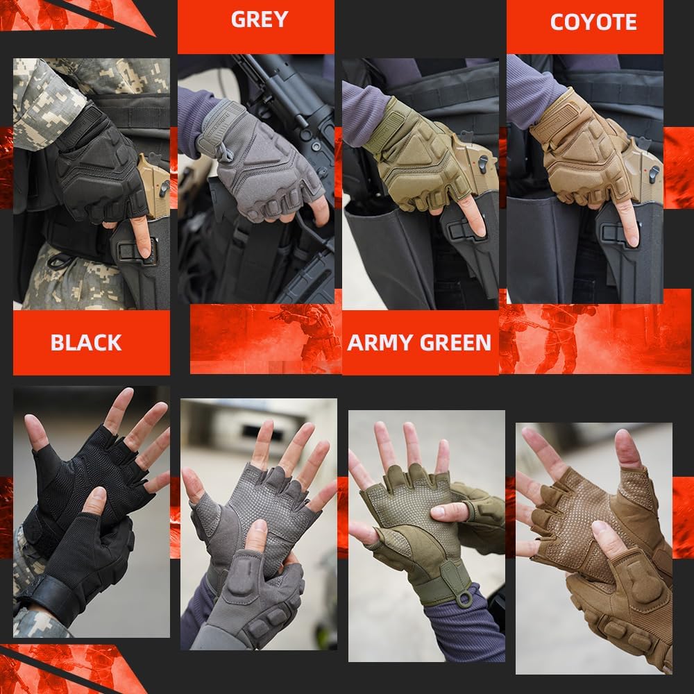 Seibertron Men Or Women XXS to XXL Fingerless/Half Finger S.O.L.A.G 2.0 Sports Outdoor Tactical Gloves