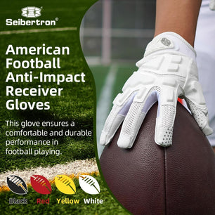 Seibertron G.A.R.G 2.0 Gel-Filled Anti-Impact Ultra-Stick Football Receiver Gloves – Patented Technology for Maximum Grip & Protection