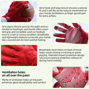 Seibertron G.A.R.G 2.0 Gel-Filled Anti-Impact Ultra-Stick Football Receiver Gloves – Patented Technology for Maximum Grip & Protection