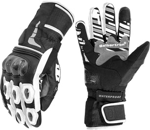 Seibertron SPW-2 Carbon Fiber Hard Knuckle Waterproof Touchscreen Leather Motorcycle Gloves