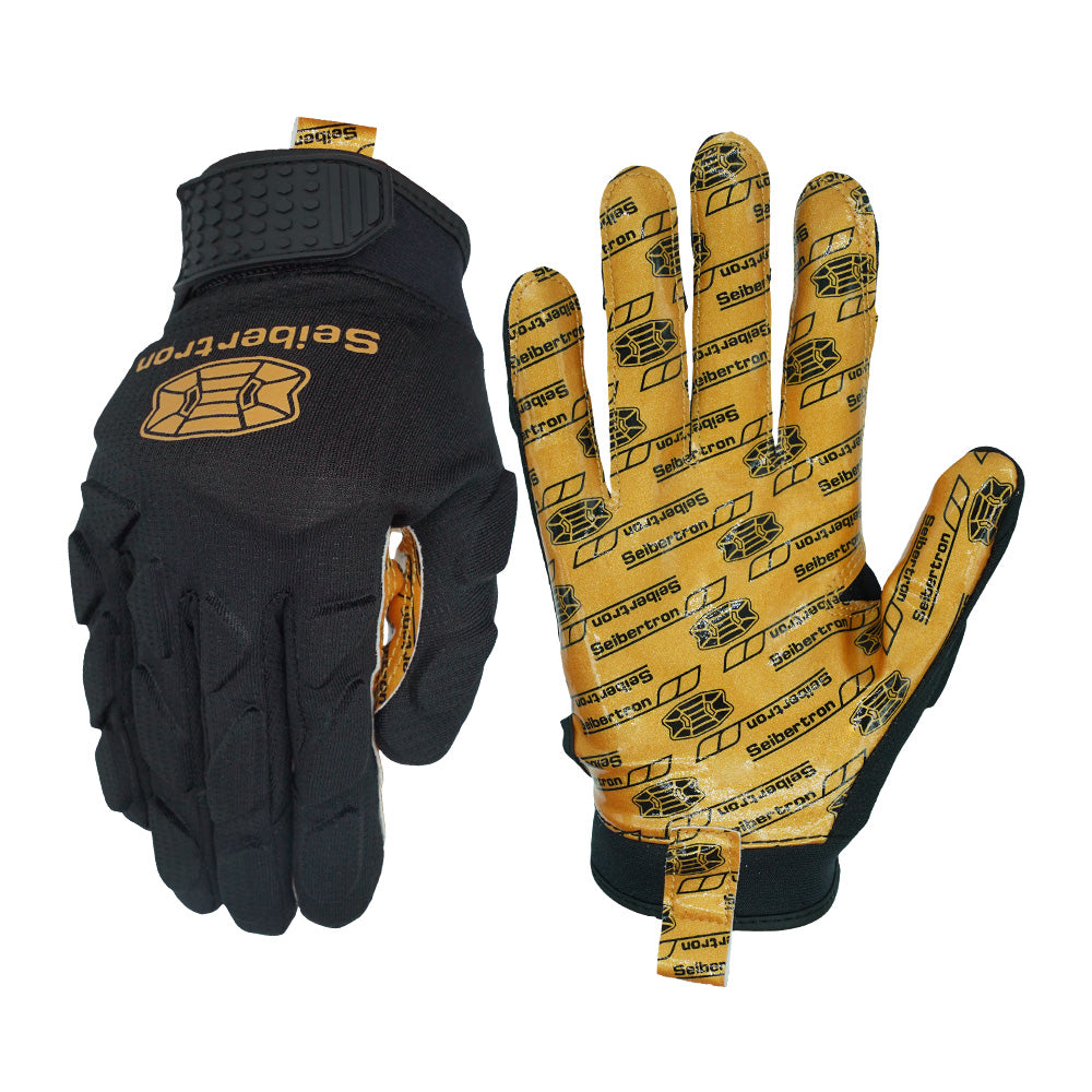 Seibertron H.P.I.R.G Touchscreen Lineman and Football Receiver Gloves, Flexible Breathable Impact Protection Back of Hand Glove Adult and Youth Sizes