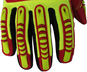 Seibertron HIGH-VIS HRIG Anti Impact Work Gloves Hi-Vis Oil and Gas Water Resistant Safety Heavy Duty Utility Mechanic Rigger Glove with TPR Protection Yellow Red CE EN388 4132