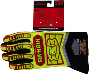 Seibertron HIGH-VIS HRIG Anti Impact Work Gloves Hi-Vis Oil and Gas Water Resistant Safety Heavy Duty Utility Mechanic Rigger Glove with TPR Protection Yellow Red CE EN388 4132