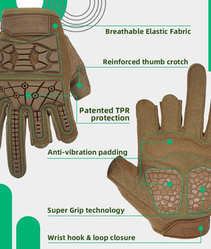 Seibertron T.T.F.I.G 2.0 Men's Tactical Military Gloves with Flexible Military-grade Seibertron gloves with impact-resistant rubber knuckles