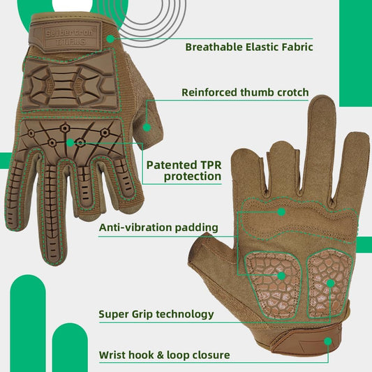 Seibertron T.T.F.I.G 2.0 Men's Tactical Military Gloves with Flexible Military-grade Seibertron gloves with impact-resistant rubber knuckles