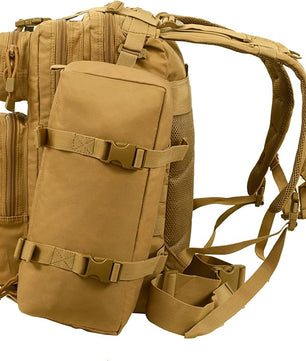 Outdoor hiking backpack featuring ergonomic design for back support.