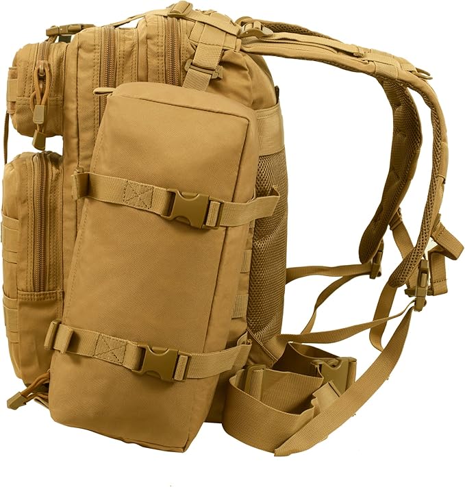 Outdoor hiking backpack featuring ergonomic design for back support.