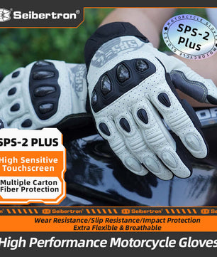 Seibertron SPS2 Plus Youth Summer Motorcycle Gloves – Genuine Leather, Breathable, Carbon Fiber, Abrasion-Resistant, Anti-Slip Design for Enhanced Comfort and Protection
