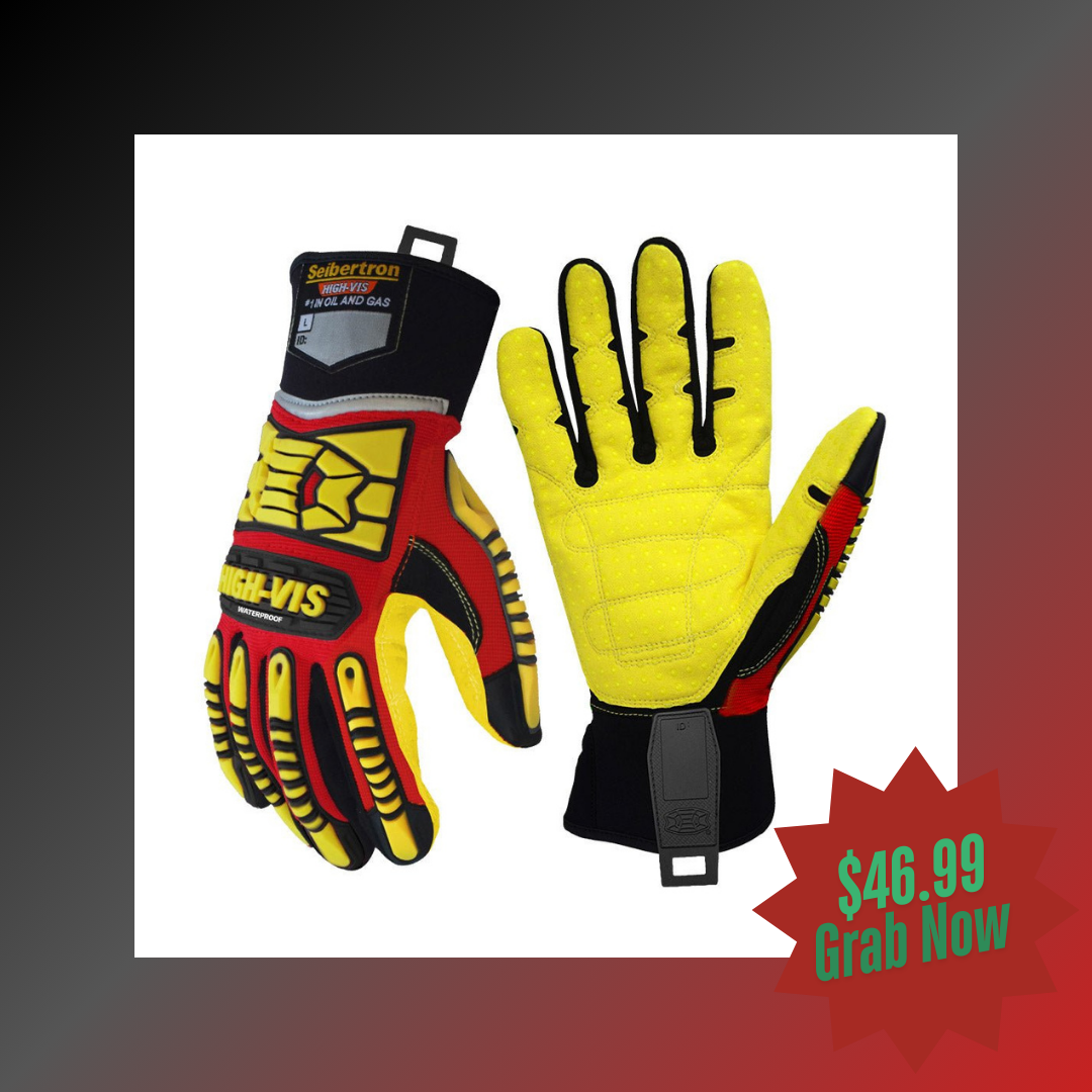Seibertron SDXB Waterproof Anti-Slip Gloves with TPR Impact Protection, Hipora Waterproof Insert & Reflective Tape for Oil & Gas, Heavy Duty Work