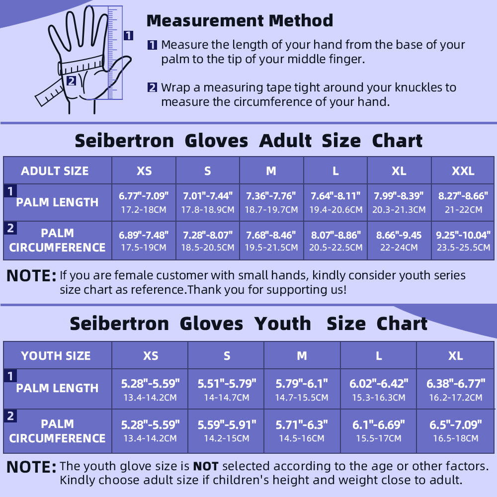 size chart for youth batting gloves