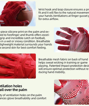 Seibertron Adult G.A.R.G 2.0 Gel Filled Patented Anti - Impact Ultra - Stick Football Sports Receiver Gloves - SeibertronSports