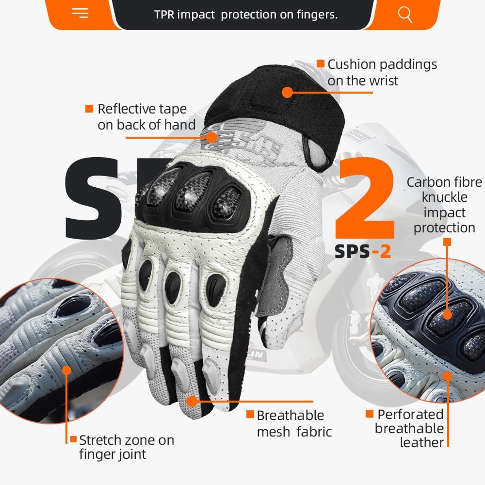 Seibertron SPS-2 Full Finger Unisex Touchscreen Road Racing Motorcycle MTB Sports Gloves - Seibertron