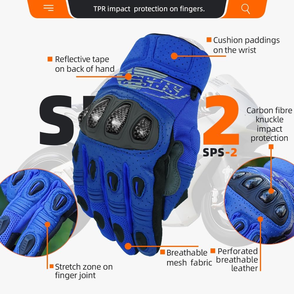 Seibertron SPS-2 Full Finger Unisex Touchscreen Road Racing Motorcycle MTB Sports Gloves - Seibertron