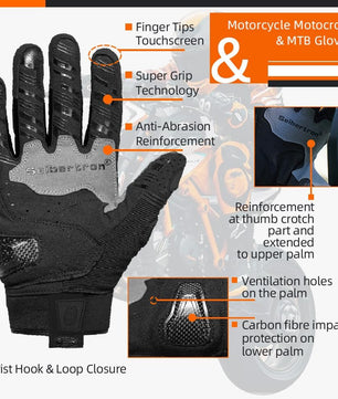 Seibertron SPS-2 Full Finger Unisex Touchscreen Road Racing Motorcycle MTB Sports Gloves - Seibertron