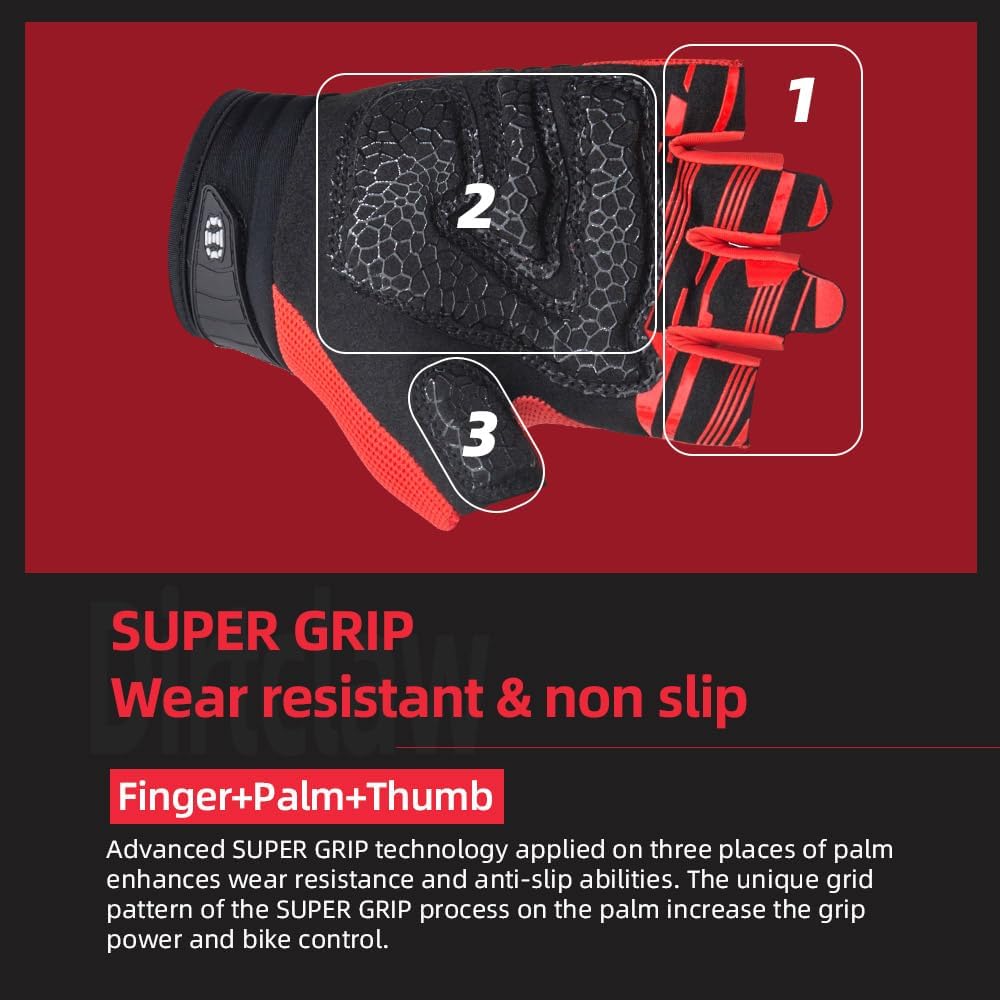 Seibertron Dirtclaw Youth BMX MX ATV MTB Road Racing Mountain Bike Bicycle Cycling Off-Road/Dirt Bike Gel Padded Anti - Slip Palm Fingerless Gloves Motorcycle Motocross Sports Gloves - Seibertron