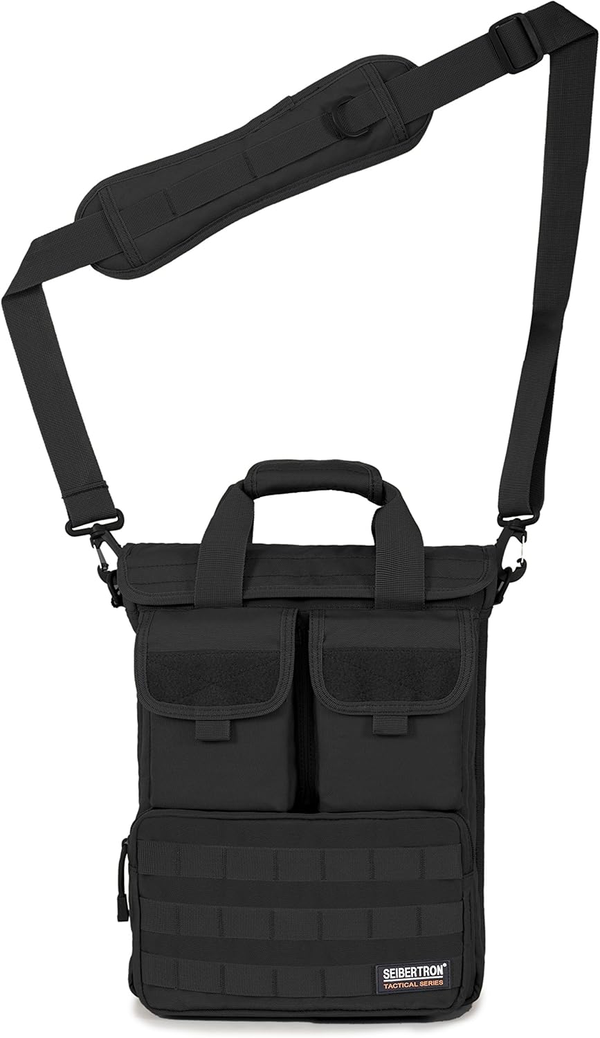 Seibertron Expandable 14" Laptop Waterproof Messenger Bag Multiple Pockets & Compartments - Carry as Messenger Bags - Seibertron