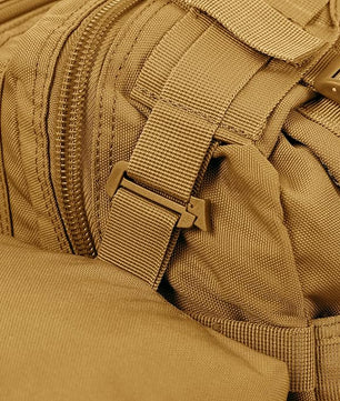 Hiking backpack with reflective strips for enhanced visibility during night treks.