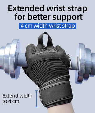 Seibertron Fitness Gloves for Weightlifting, Dumbbell & Pull - Up Bar Training, Long Wrist Wraps, Outdoor Half - Finger Design - Seibertron