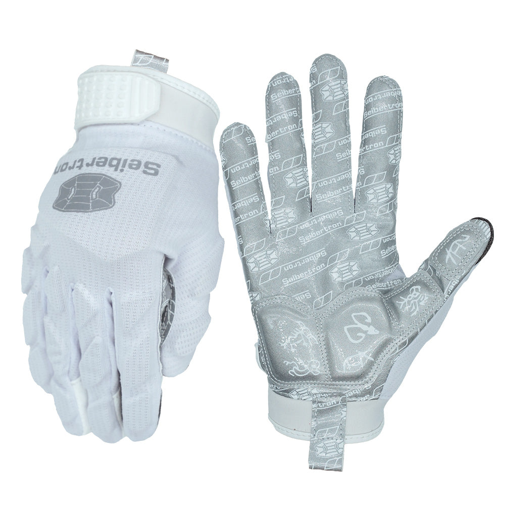 Seibertron H.P.I.L.G Touchscreen Lineman and Football Receiver Gloves, Flexible Breathable Impact Protection Back of Hand Glove Adult and Youth Sizes - Seibertron